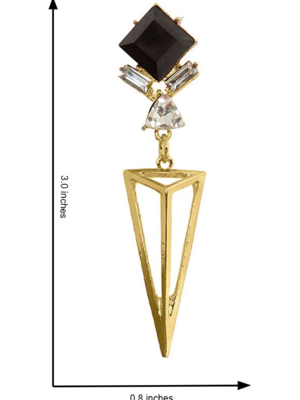 Gold Plated Geometric Drop Earrings for Women Black Crystal Resin Earrings - Picture 4 of 5